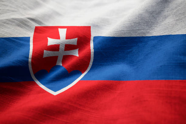 istock Closeup of Ruffled Slovakia Flag 1031819620