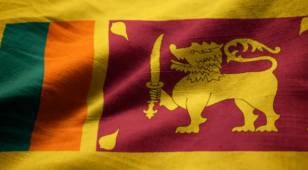 Closeup of Ruffled Sri Lanka Flag