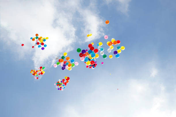 istock Balloons in the sky after celebration 1031825428