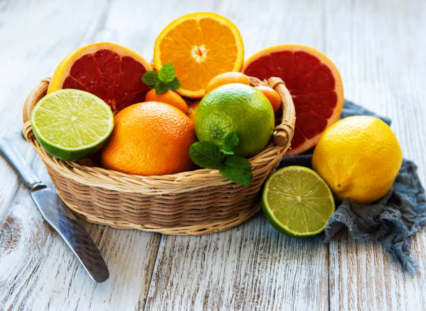 istock Basket with citrus fresh fruits 1031825616