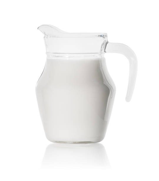 Glass decanter with fresh milk