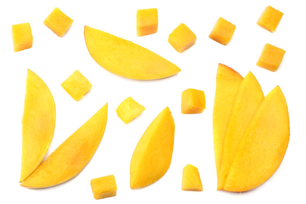 istock mango slice isolated on white background. healthy food. top view 1031832190