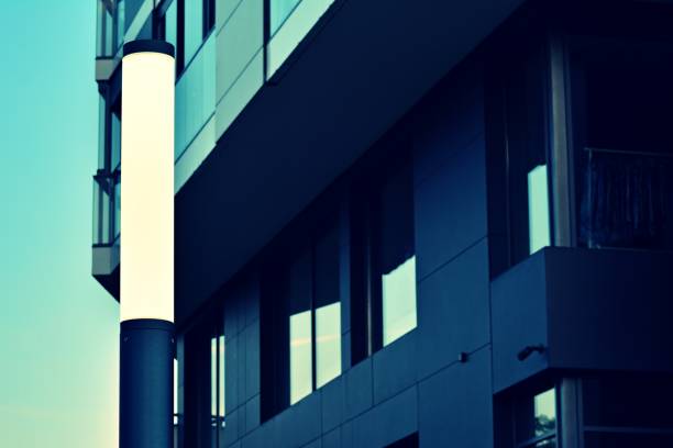 istock Modern apartment building exterior. Retro colors stylization 1031838064