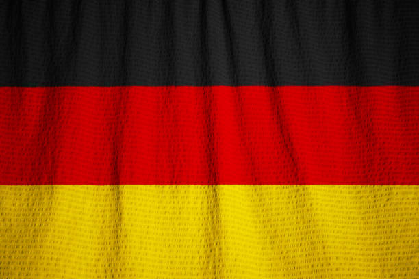 Closeup of Ruffled Germany Flag, Germany Flag Blowing in Wind