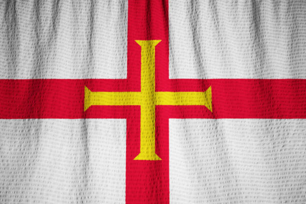 Closeup of Ruffled Guernsey Flag