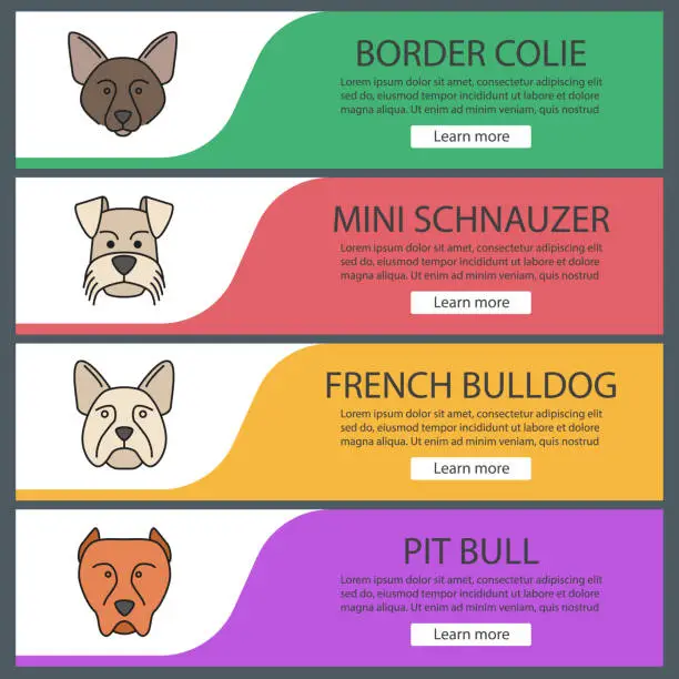 Vector illustration of Dogs breeds icons