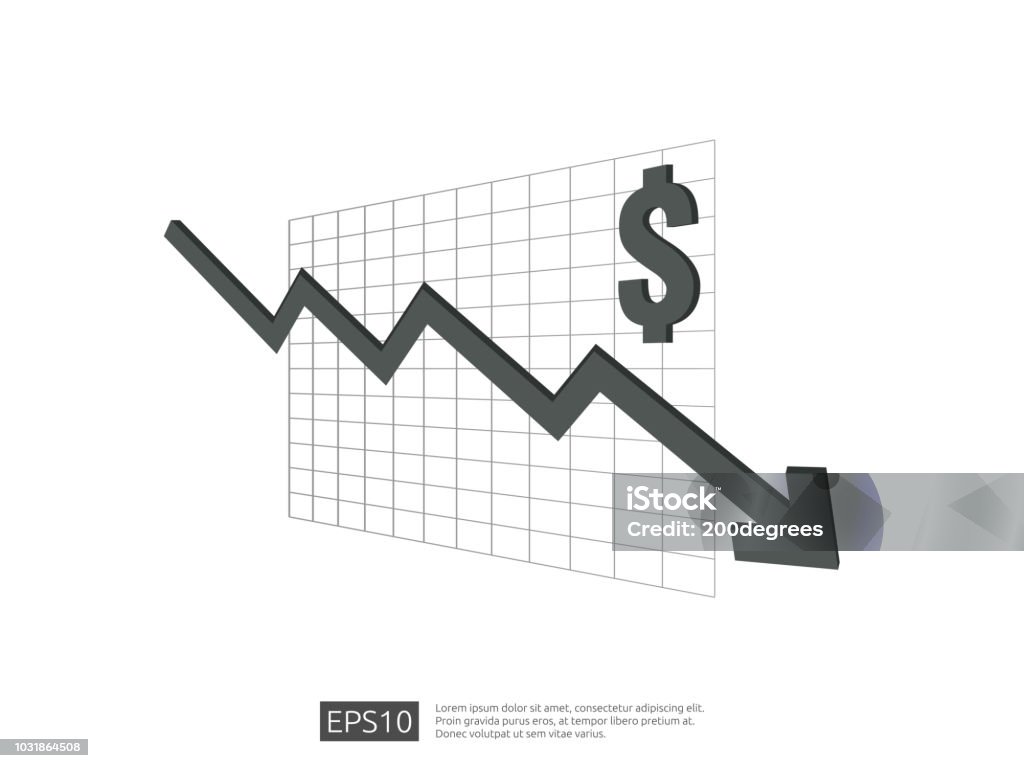 Dollar Money Fall Down Symbol With White Background Arrow Decrease ...