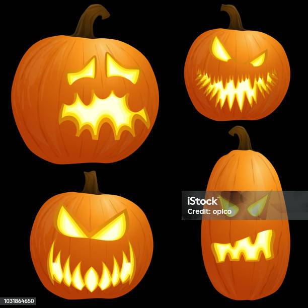 Different Halloween Pumkpins Stock Illustration - Download Image Now - Abstract, Autumn, Celebration