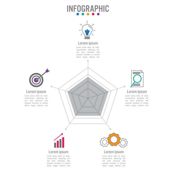 business-infografik-polygonale form-vorlage - spinne grafiken stock-grafiken, -clipart, -cartoons und -symbole