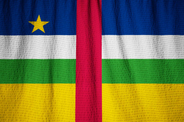 istock Closeup of Ruffled Central African Republic Flag 1031872690
