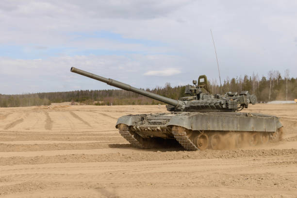 istock Russian T-72 tank at the military training ground 1031880936