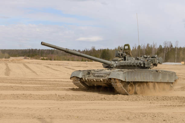istock Russian T-72 tank at the military training ground 1031880938