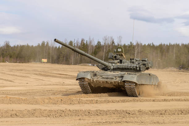istock Russian T-72 tank at the military training ground 1031881006
