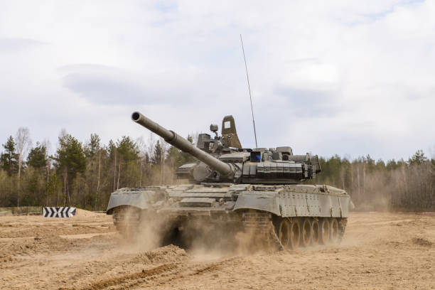 istock Russian T-72 tank at the military training ground 1031881082