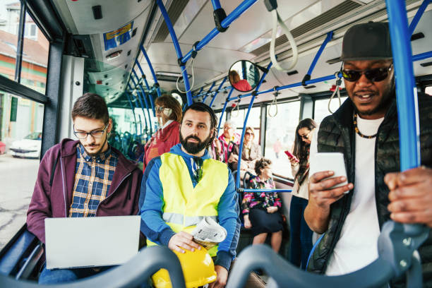 istock Different people commuting by public bus in France 1031881116