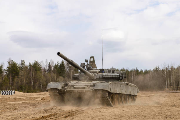 istock Russian T-72 tank at the military training ground 1031881132