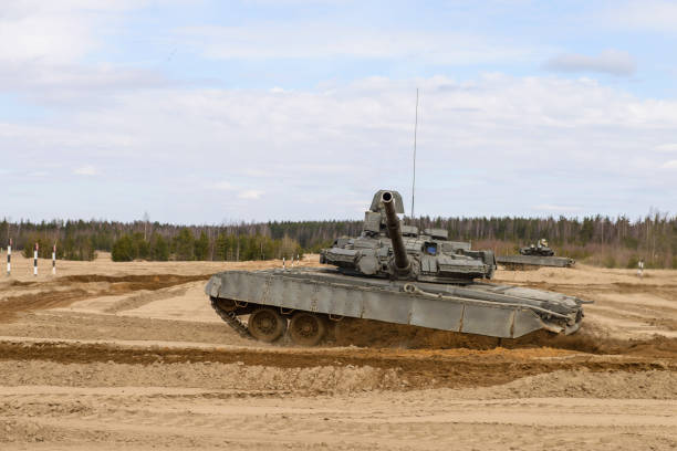 istock Russian T-72 tank at the military training ground 1031881538