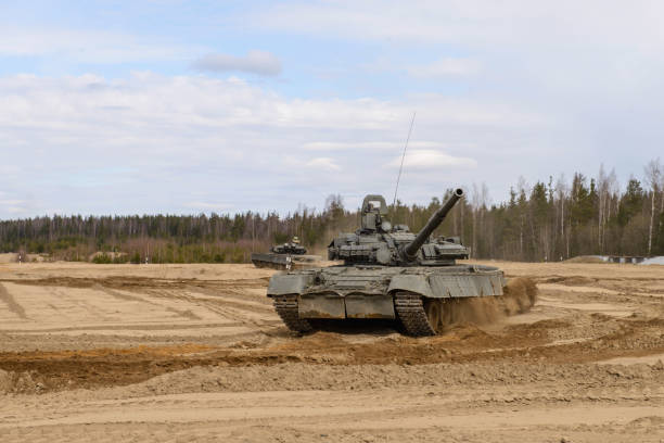 istock Russian T-72 tank at the military training ground 1031881542