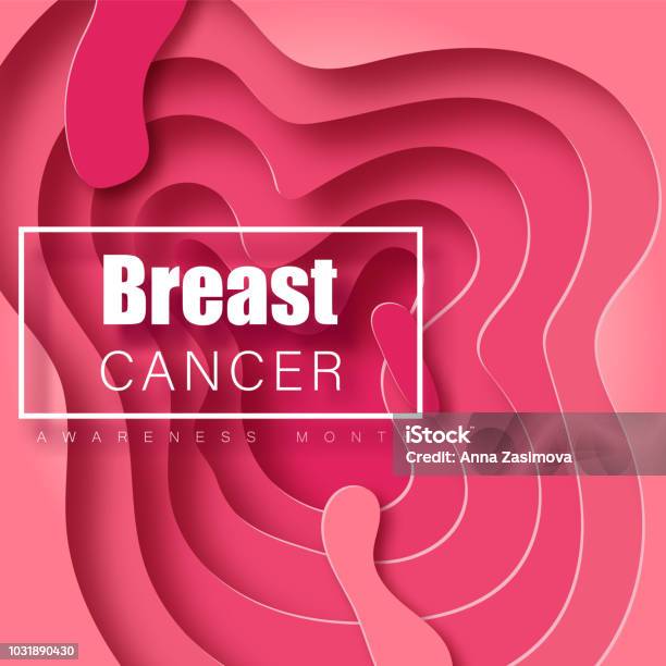 Breast Cancer Awareness Vector Banner Vector Paper Cut Background Stock Illustration - Download Image Now