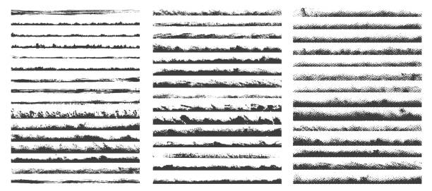 set von pinsel - zirkel stock-grafiken, -clipart, -cartoons und -symbole