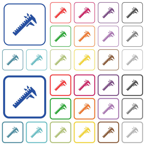 Caliper outlined flat color icons Caliper color flat icons in rounded square frames. Thin and thick versions included. vernier scale stock illustrations