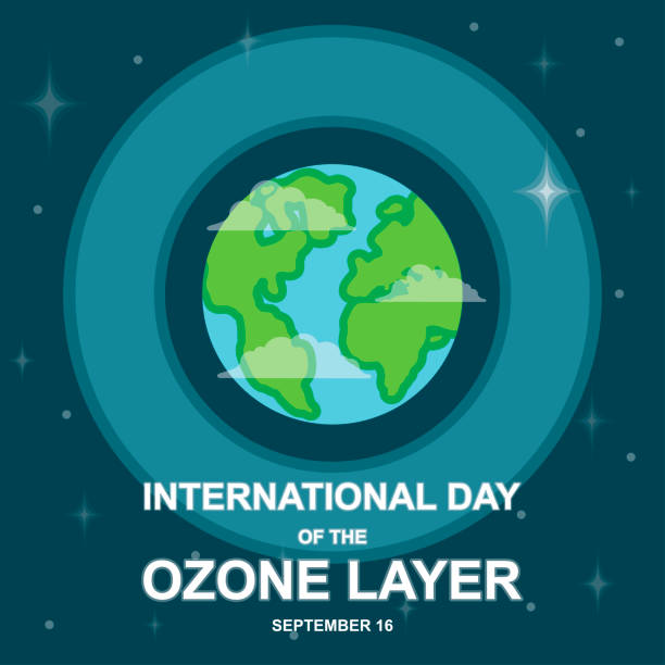 International Day of the Ozone Layer, 16 September. Layer around Earth conceptual illustration vector. XVI stock illustrations