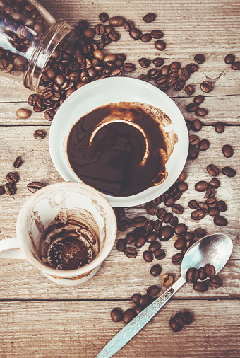 coffee bean. a Cup of coffee. selective focus.