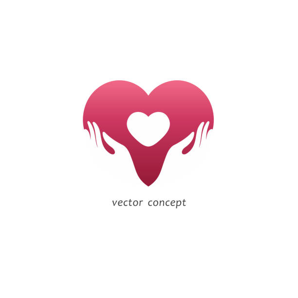 Charity and care concept. Vector icon for the orphanage, baby care. Charity and care concept. Vector icon for the orphanage, baby care. hands forming heart shape stock illustrations