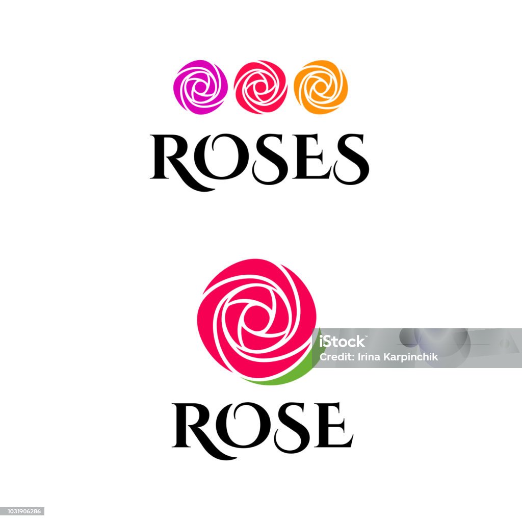 Magnifique emblème avec rose pour fleuriste ou salon de beauté. - clipart vectoriel de Rose - Fleur libre de droits