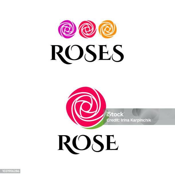 Magnifique Emblème Avec Rose Pour Fleuriste Ou Salon De Beauté Vecteurs libres de droits et plus d'images vectorielles de Rose - Fleur