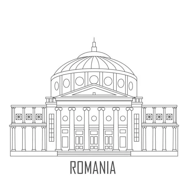 Vector illustration of Facade of Romanian Athenaeum