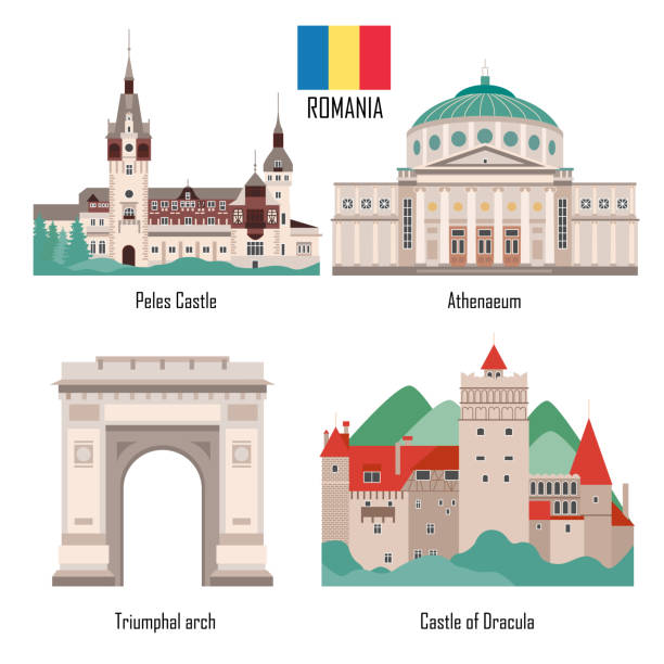 ilustrações de stock, clip art, desenhos animados e ícones de romania set of landmark icons - transsylvania