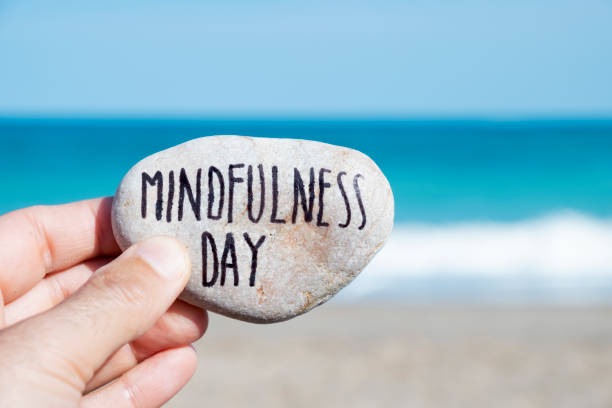 istock man on the beach and text mindfulness day 1031909858