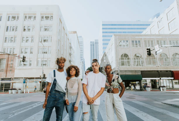 Friends hanging out in downtown LA