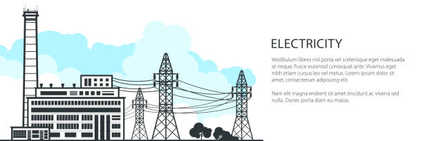 ilustrações, clipart, desenhos animados e ícones de faixa de transmissão de energia elétrica - overhead wires