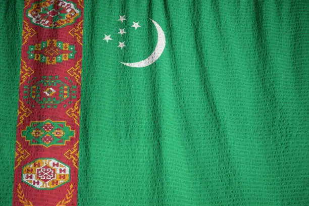 Photo of Closeup of Ruffled Turkmenistan Flag