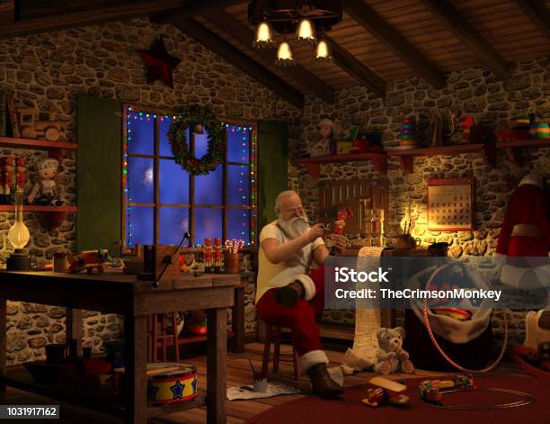 Santas Workshop Stock Photo - Download Image Now - Santa Claus, Workshop, Christmas