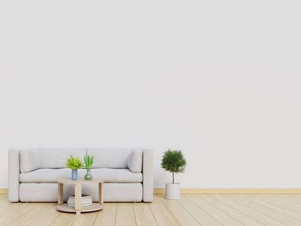 istock Living Room interior wall mock up with sofa and white wall background 1031917290