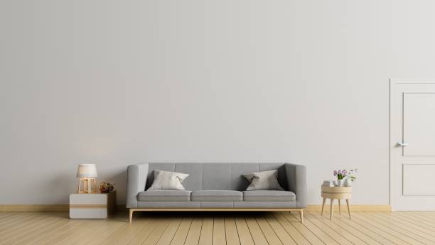 istock Empty living room with sofa,lamp have white wall 1031917332
