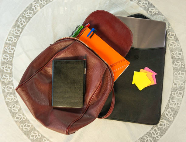istock School bag, laptop and notebooks. 1031917412