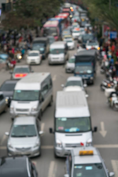 istock Aerial blurred image of traffic jam in city. Urban infrastructure problem. 1031919924
