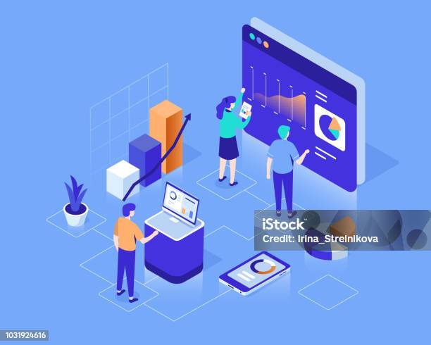 Data Analysis Stock Illustration - Download Image Now - Isometric Projection, Technology, Data
