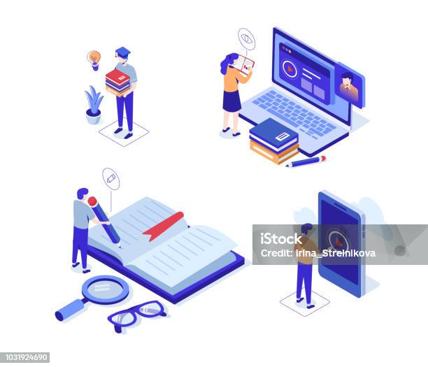 Education Stock Illustration - Download Image Now - Isometric Projection, Education, Illustration