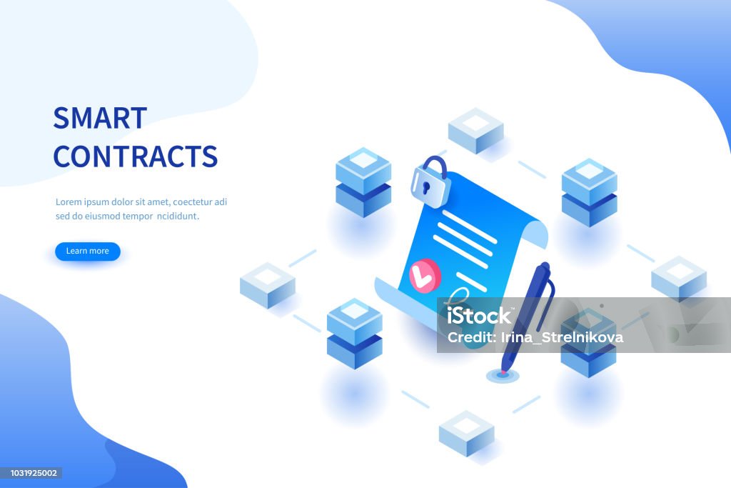 smart contract Smart contract concept. Can use for web banner, infographics, hero images. Flat isometric vector illustration isolated on white background. Isometric Projection stock vector