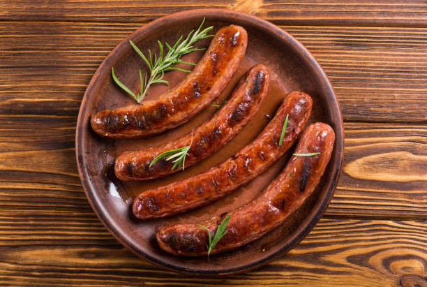 istock Grilled sauusages on a plate 1031931542