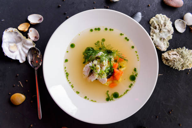 istock seafood soup in a white plate on a concrete background 1031931934
