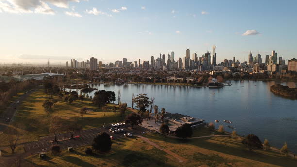 istock Albert Park Lake and Melbourne city skyline 1031940174