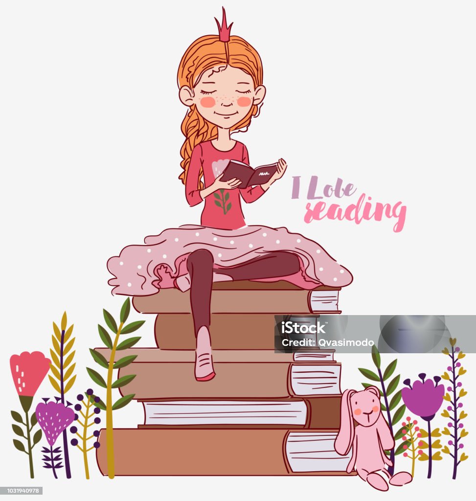 Cô Bé Dễ Thương Với Vương Miện Đọc Một Cuốn Sách Công Chúa Xinh ...