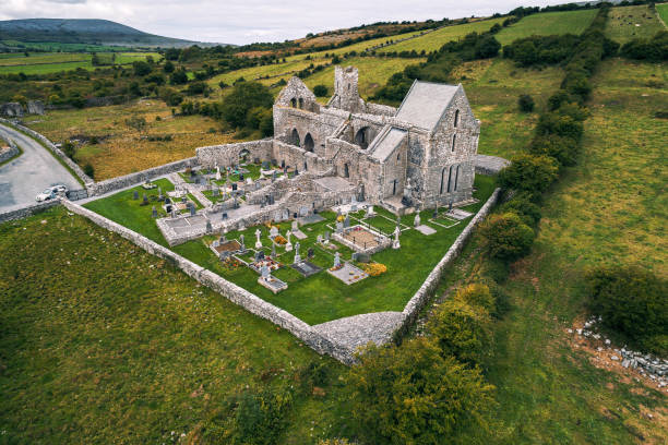 istock Aerial view of Corcomroe Abbey ruins and its cemetery 1031948116