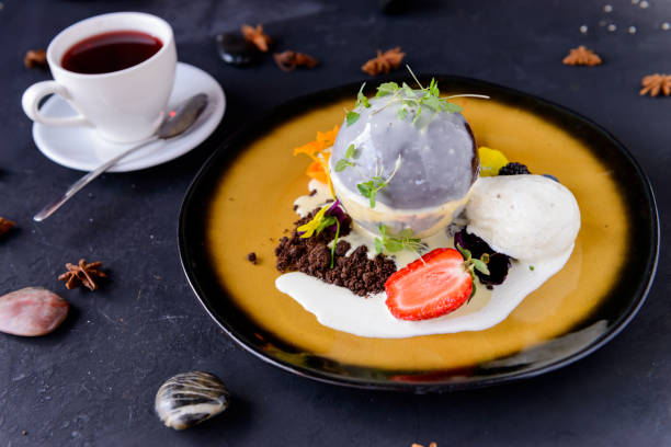 istock circles of ice cream with cake on a plate 1031948286